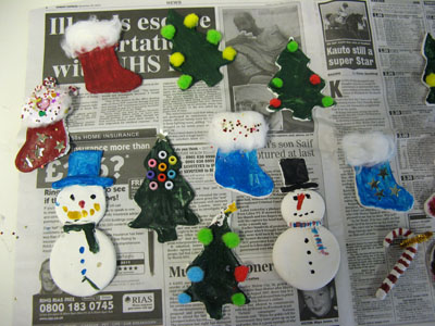 Some of the Xmas Clay Magnets made during my drop-in art workshop!